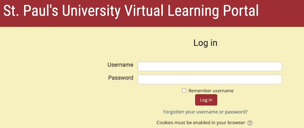 Accessing the St. Pauls University Student Portal